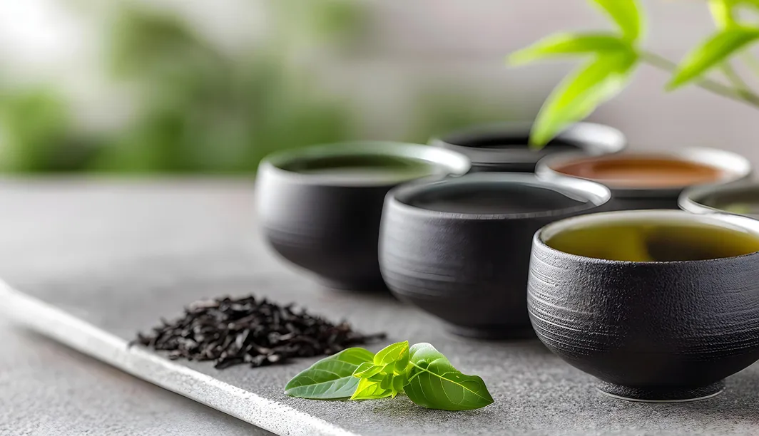 茶筅と抹茶碗、点てられた抹茶のセット